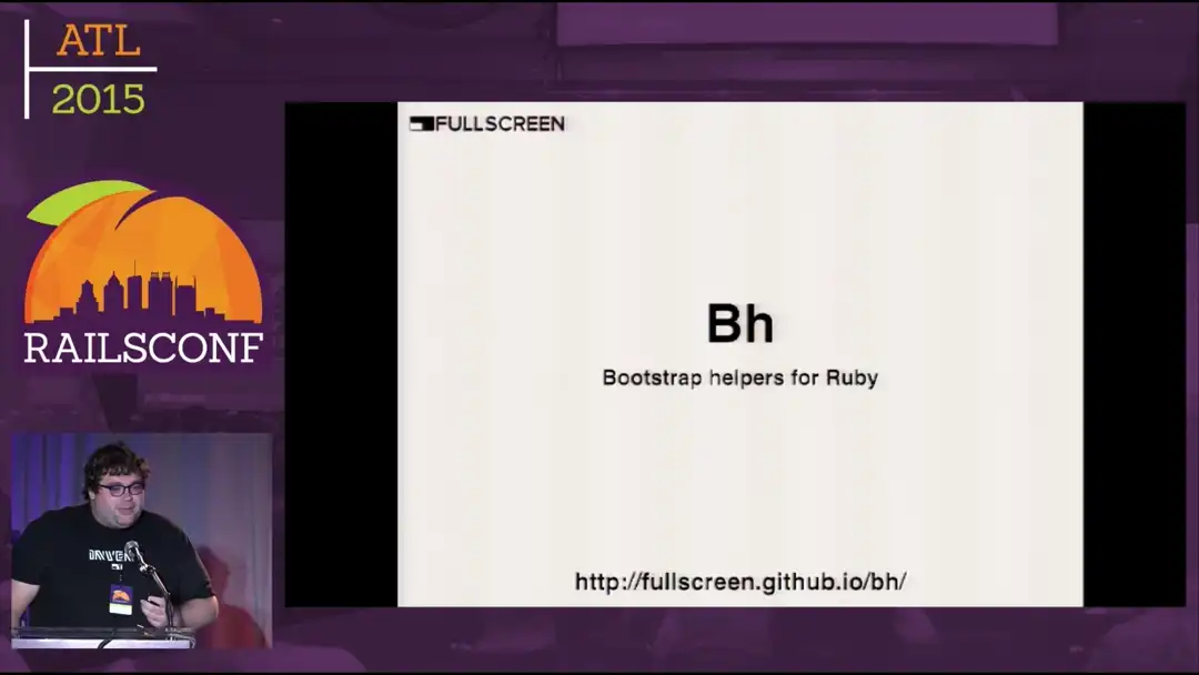 talk by Aaron Harpole: Lightning Talk: Bh - Bootstrap helpers for Ruby