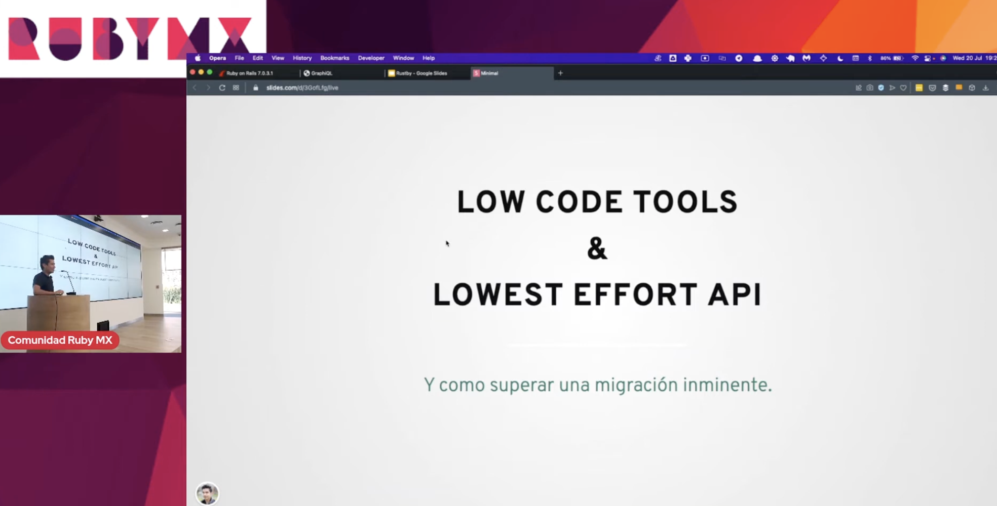 talk by Angel Malavar: Low Code Tools & Lowest Effort Api para Superar una Migración Inminente