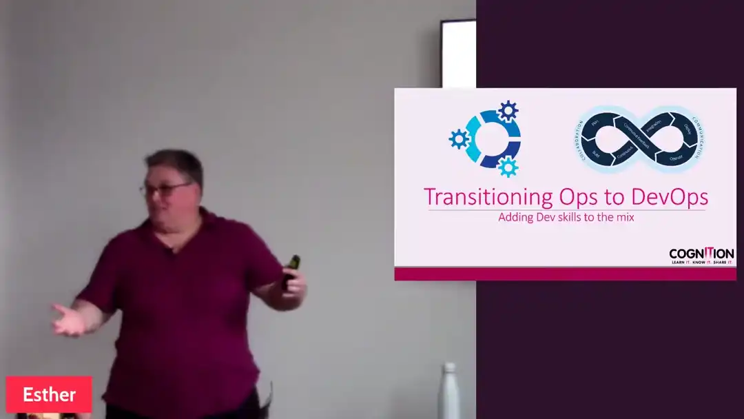 talk by Esther Barthel: Transitioning Ops to the Cloud, adding Dev skills to the mix