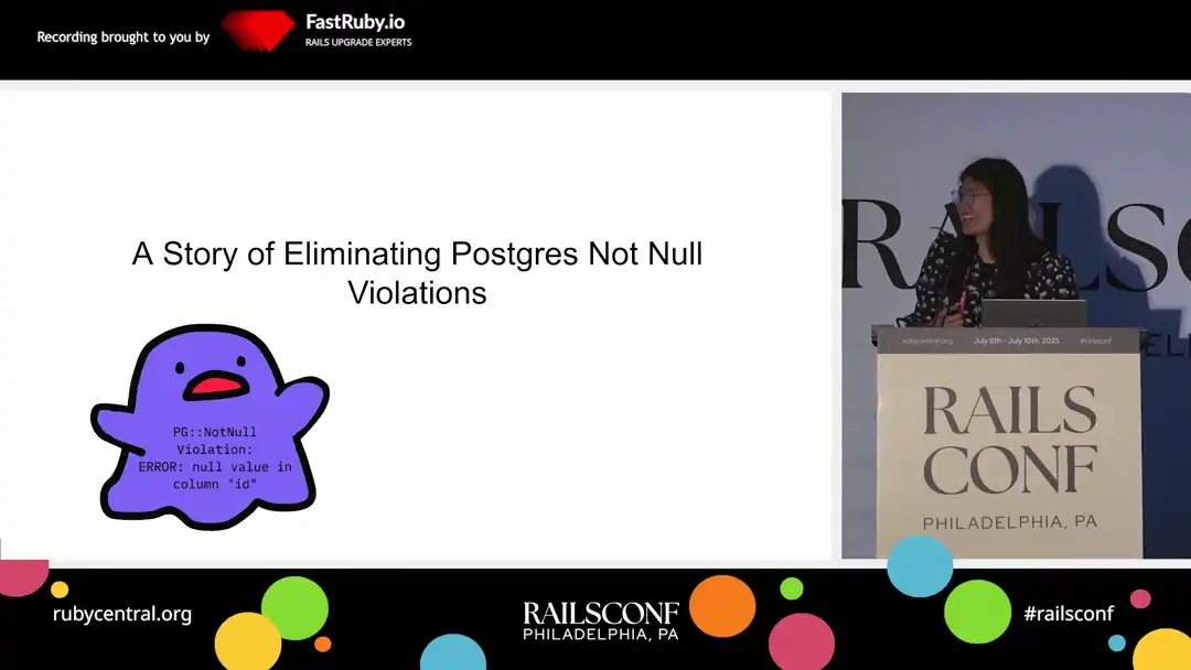 talk by Jenny Shen: Lightning Talk: A Story of Eliminating Postgres Not Null Violations
